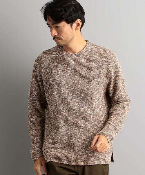 green label relaxing（グリーンレーベルリラクシング）の「SC マルチメランジ 畦 クルー ニット ◆（ニット/セーター・メンズ・ライトブルー/ナチュラル/オレンジ系その他・S/M/L）」の3枚目の写真