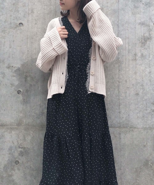 one after another NICE CLAUP（ワンアフターアナザーナイスクラップ）の「【ZOZOTOWN限定】カシュクールティアードワンピース（ワンピース・レディース・ブラック系その他/ベージュ系その他/ブルー系その他/ドット・FREE）」の18枚目の写真