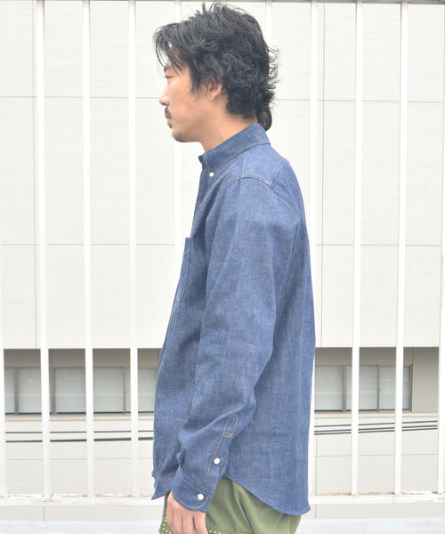 orSlow（オアスロウ）の「orSlow/オアスロウ MEN'S BUTTON DOWN SHIRTS（シャツ/ブラウス・メンズ・ホワイト/インディゴブルー・2/4/3）」の3枚目の写真