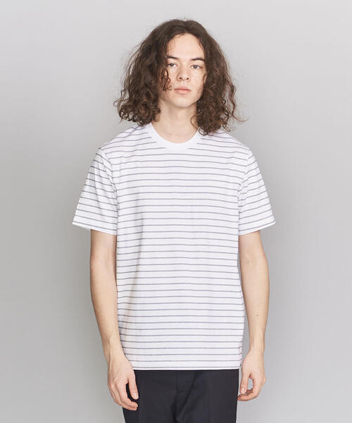 BEAUTY&YOUTH UNITED ARROWS(ビューティーアンドユースユナイテッドアローズ)の「BY ハイゲージ ピンボーダー Tシャツ(Tシャツ/カットソー・メンズ・ホワイト/ブラック/ベージュ・SMALL/MEDIUM/LARGE/X-LARGE)」の1枚目の写真