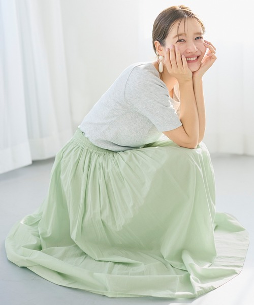 田中里奈様着用】＼丈が選べる／やわらかコットンボイルフレアロング