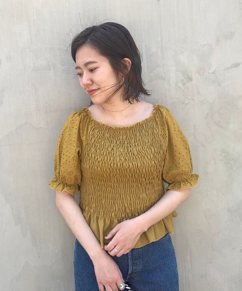 flower（フラワー）の「レインボーレースブラウス2（シャツ/ブラウス・レディース・ホワイト/ブラック/グリーン/イエロー・FREE）」の4枚目の写真