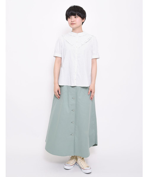 POU DOU DOU（プードゥドゥ）の「コットンツイルフロント釦スカート（スカート・レディース・ピンクベージュ/イエロー/ミント/ネイビー・3）」の11枚目の写真