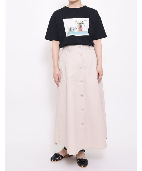 POU DOU DOU（プードゥドゥ）の「コットンツイルフロント釦スカート（スカート・レディース・ピンクベージュ/イエロー/ミント/ネイビー・3）」の20枚目の写真