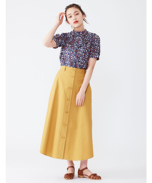 POU DOU DOU（プードゥドゥ）の「コットンツイルフロント釦スカート（スカート・レディース・ピンクベージュ/イエロー/ミント/ネイビー・3）」の12枚目の写真