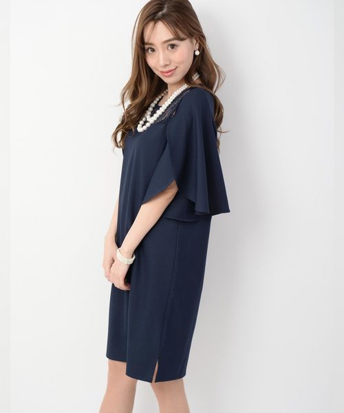sankyo shokai(サンキョウショウカイ)の「レースデコルテドレスフォーマル5分袖(ドレス・レディース・ブラック/ネイビー/モカ・M/L)」の5枚目の写真