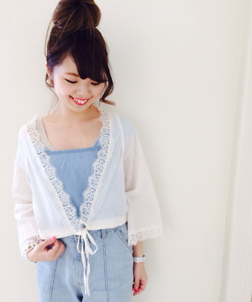 Kastane（カスタネ）の「【Kastane】2WAYレースガウン（シャツ/ブラウス・レディース・ネイビー/ラベンダー/アイボリー・FREE）」の16枚目の写真