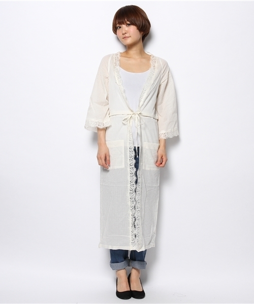 Kastane（カスタネ）の「【Kastane】2WAYレースガウン（シャツ/ブラウス・レディース・ネイビー/ラベンダー/アイボリー・FREE）」の5枚目の写真