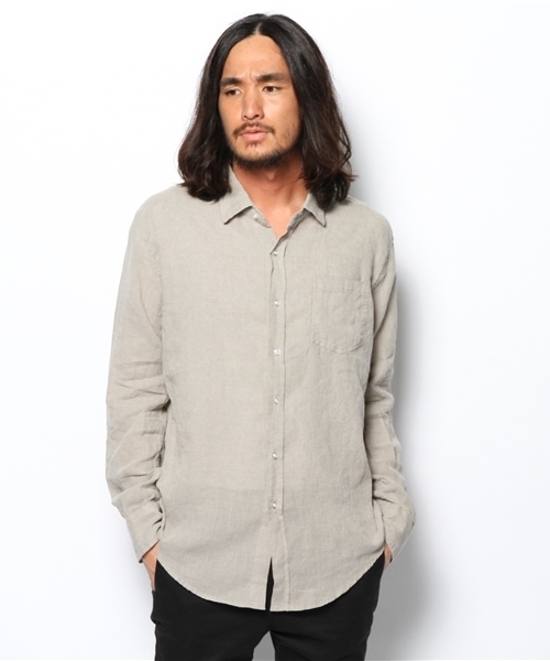 goa（ゴア）の「リネン混ウォッシュドシャツ（シャツ/ブラウス・メンズ・オフホワイト/キナリ/グレー系その他・FREE）」の3枚目の写真