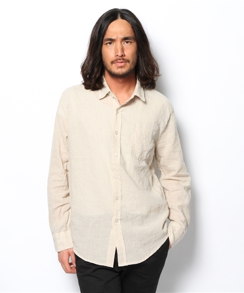 goa（ゴア）の「リネン混ウォッシュドシャツ（シャツ/ブラウス・メンズ・オフホワイト/キナリ/グレー系その他・FREE）」の2枚目の写真