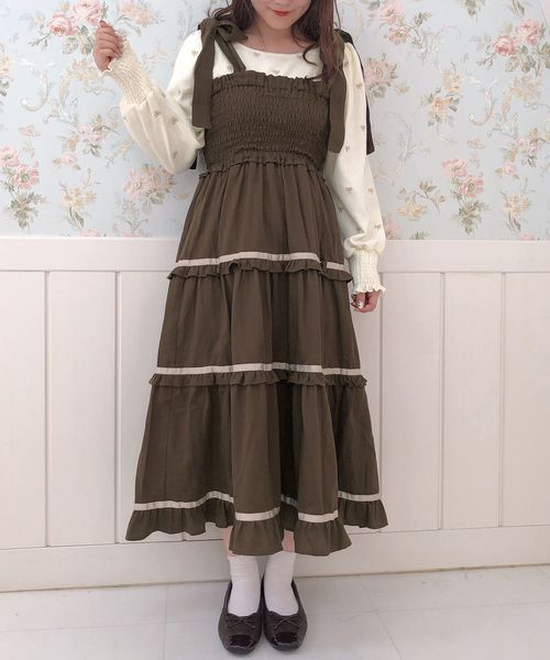 one after another NICE CLAUP（ワンアフターアナザーナイスクラップ）の「【titiy by NICE CLAUP】2wayロングワンピース（ワンピース・レディース・ブラウン/オフホワイト/ピンク・FREE）」の19枚目の写真