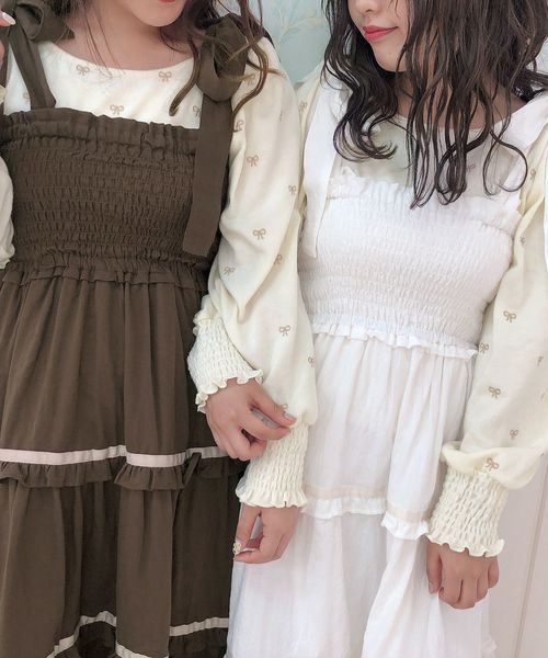 one after another NICE CLAUP（ワンアフターアナザーナイスクラップ）の「【titiy by NICE CLAUP】2wayロングワンピース（ワンピース・レディース・ブラウン/オフホワイト/ピンク・FREE）」の5枚目の写真