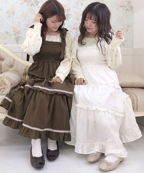 one after another NICE CLAUP（ワンアフターアナザーナイスクラップ）の「【titiy by NICE CLAUP】2wayロングワンピース（ワンピース・レディース・ブラウン/オフホワイト/ピンク・FREE）」の13枚目の写真