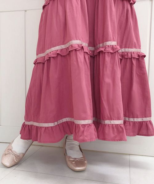 one after another NICE CLAUP（ワンアフターアナザーナイスクラップ）の「【titiy by NICE CLAUP】2wayロングワンピース（ワンピース・レディース・ブラウン/オフホワイト/ピンク・FREE）」の18枚目の写真