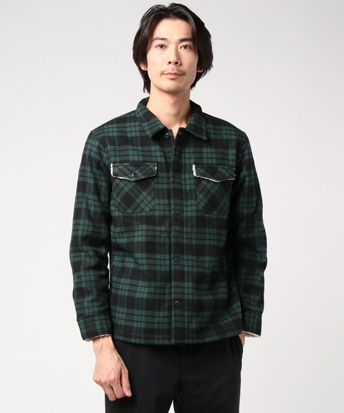 OUTDOOR PRODUCTS（アウトドアプロダクツ）の「【OUTDOOR PRODUCTS】裏ボアネルチェックシャツ　ワークテイスト　シャツアウター（シャツ/ブラウス・メンズ・チャコールグレー/レッド/ブルー/グリーン・SMALL/MEDIUM/X-LARGE/LARGE）」の3枚目の写真