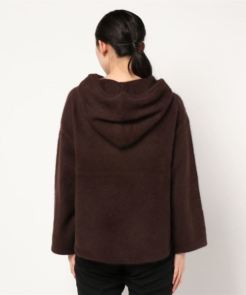 DouDou（ドゥドゥ）の「フォックスパーカー（ニット/セーター・レディース・ブラウン/オフホワイト/ミント・FREE）」の4枚目の写真