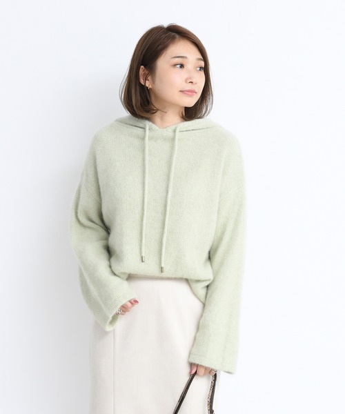 DouDou（ドゥドゥ）の「フォックスパーカー（ニット/セーター・レディース・ブラウン/オフホワイト/ミント・FREE）」の17枚目の写真