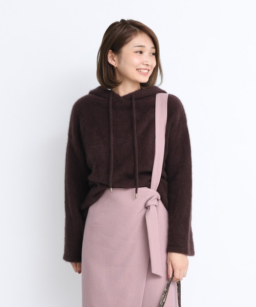 DouDou（ドゥドゥ）の「フォックスパーカー（ニット/セーター・レディース・ブラウン/オフホワイト/ミント・FREE）」の12枚目の写真