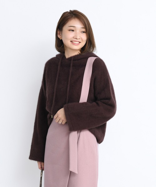 DouDou（ドゥドゥ）の「フォックスパーカー（ニット/セーター・レディース・ブラウン/オフホワイト/ミント・FREE）」の7枚目の写真