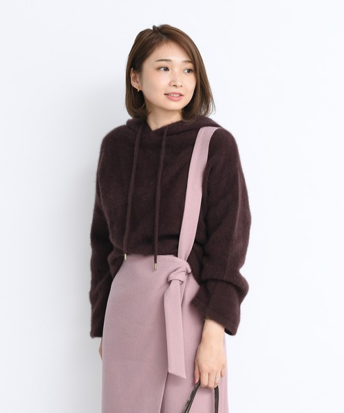 DouDou（ドゥドゥ）の「フォックスパーカー（ニット/セーター・レディース・ブラウン/オフホワイト/ミント・FREE）」の8枚目の写真