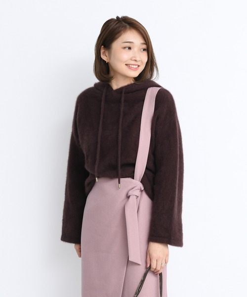 DouDou（ドゥドゥ）の「フォックスパーカー（ニット/セーター・レディース・ブラウン/オフホワイト/ミント・FREE）」の9枚目の写真