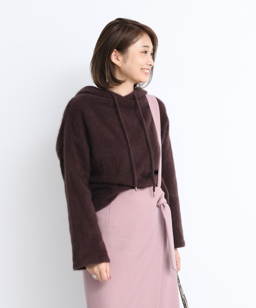 DouDou（ドゥドゥ）の「フォックスパーカー（ニット/セーター・レディース・ブラウン/オフホワイト/ミント・FREE）」の10枚目の写真