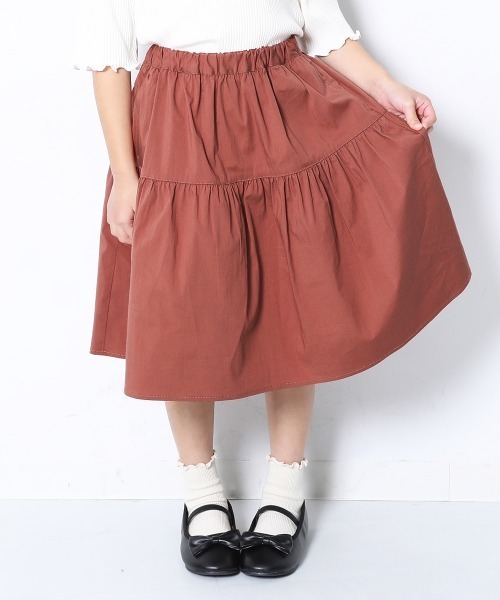 devirock（デビロック）の「ティアードひざ丈スカート（スカート・キッズ・ブラック/パープル系その他/レッド系その他/オレンジ系その他/ダークベージュ・110cm/100cm/120cm/130cm/140cm/150cm/160cm）」の5枚目の写真