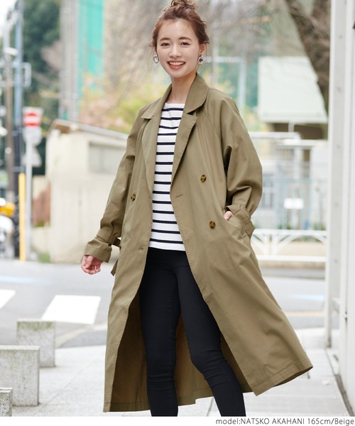 coca(coca)(コカ)の「キャンディスリーブコットントレンチコート(トレンチコート・レディース・ベージュ/ライトベージュ・ONE SIZE)」の12枚目の写真