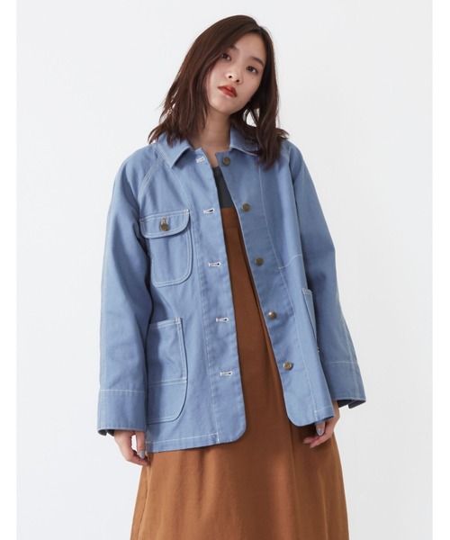 POU DOU DOU（プードゥドゥ）の「ワークカバーオール（カバーオール・レディース・インディゴブルー/ブルー/キナリ・3）」の3枚目の写真