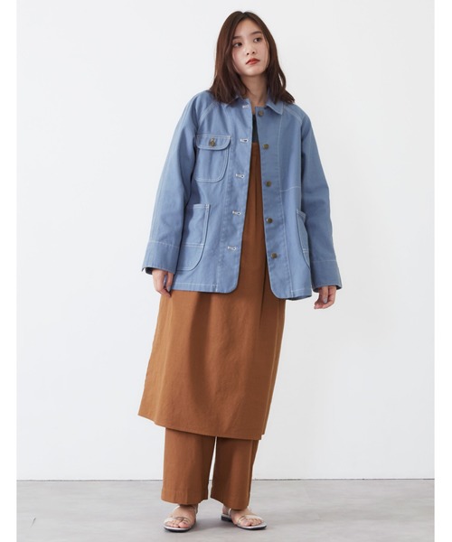 POU DOU DOU（プードゥドゥ）の「ワークカバーオール（カバーオール・レディース・インディゴブルー/ブルー/キナリ・3）」の9枚目の写真