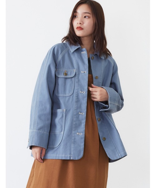 POU DOU DOU（プードゥドゥ）の「ワークカバーオール（カバーオール・レディース・インディゴブルー/ブルー/キナリ・3）」の12枚目の写真