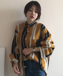 DAY CLOSET | レディース レトロ柄スタンドカラーシャツ(シャツ/ブラウス)