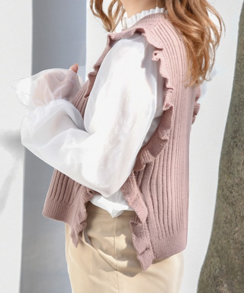 PairPair（ペアペア）の「フリルニットベスト×シアーブラウスセット（ベスト・レディース・アイボリー/モカ/ラベンダー・FREE）」の13枚目の写真