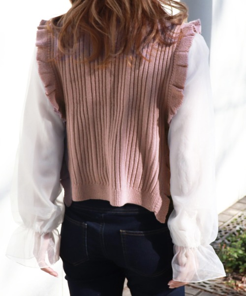 PairPair（ペアペア）の「フリルニットベスト×シアーブラウスセット（ベスト・レディース・アイボリー/モカ/ラベンダー・FREE）」の18枚目の写真