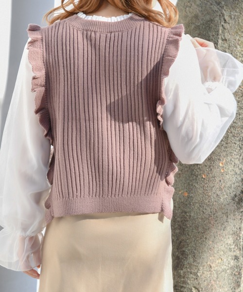 PairPair（ペアペア）の「フリルニットベスト×シアーブラウスセット（ベスト・レディース・アイボリー/モカ/ラベンダー・FREE）」の14枚目の写真