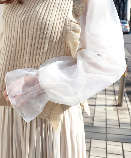 PairPair（ペアペア）の「フリルニットベスト×シアーブラウスセット（ベスト・レディース・アイボリー/モカ/ラベンダー・FREE）」の21枚目の写真