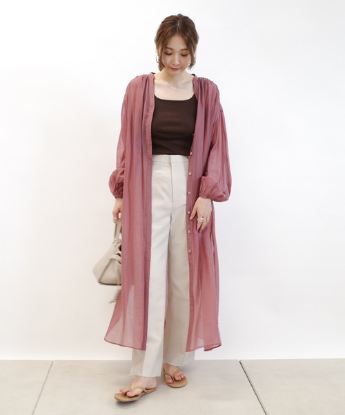 DouDou(ドゥドゥ)の「シアーシャツワンピース(ワンピース・レディース・ブラック/ブラウン/ピンク・FREE)」の17枚目の写真