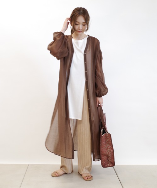 DouDou(ドゥドゥ)の「シアーシャツワンピース(ワンピース・レディース・ブラック/ブラウン/ピンク・FREE)」の20枚目の写真