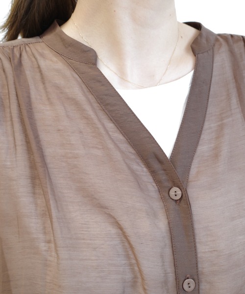 DouDou(ドゥドゥ)の「シアーシャツワンピース(ワンピース・レディース・ブラック/ブラウン/ピンク・FREE)」の6枚目の写真