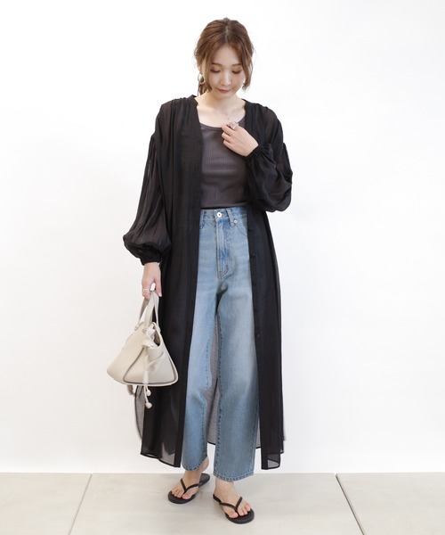 DouDou(ドゥドゥ)の「シアーシャツワンピース(ワンピース・レディース・ブラック/ブラウン/ピンク・FREE)」の22枚目の写真