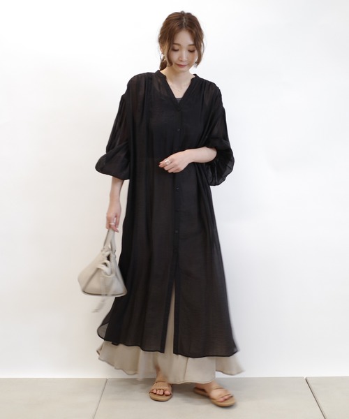 DouDou(ドゥドゥ)の「シアーシャツワンピース(ワンピース・レディース・ブラック/ブラウン/ピンク・FREE)」の15枚目の写真