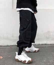 【WB ORIGINALS】Mode Military Drawstring Straight Silhouette Waist Elastic Cargo Tactical Pants
