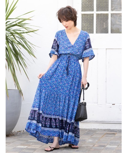 fifth（フィフス）の「エスニックマキシデザインワンピース（ワンピース・レディース・レッド/ブルー・MEDIUM）」の2枚目の写真