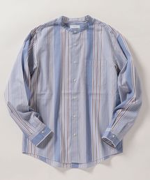 SHIPS any: バンドカラー ソリッド ストライプ ロングスリーブ シャツ