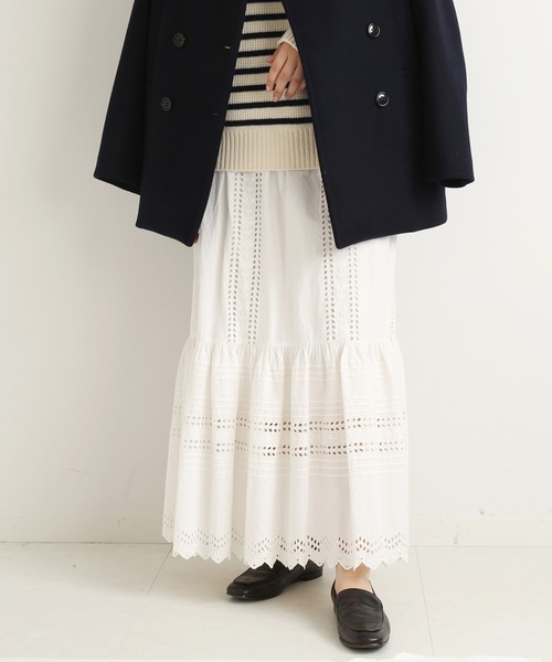 新品 IENA Chere フレンチリネンカットワークレーススカート IENA（イエナ）の「seseカットワークレースコットンスカート