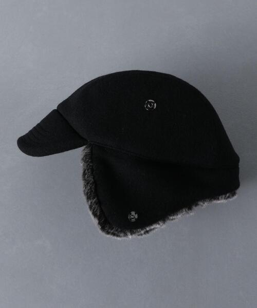 KIJIMA TAKAYUKI（キジマ　タカユキ）の「＜KIJIMA TAKAYUKI（キジマ タカユキ）＞ フェイクファー キャップ（ハット・メンズ・ブラック/ダークグリーン・2/3）」の6枚目の写真