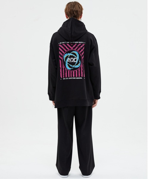 ADD SEOUL（エーディーディーソウル）の「【ADD SEOUL】VINTAGE POSTER AVANTGARDE HOODIE / ADD ヴィンテージ ポスター アヴァンギャルド フーディー（パーカー・メンズ・ブラック・MEDIUM/LARGE）」の2枚目の写真