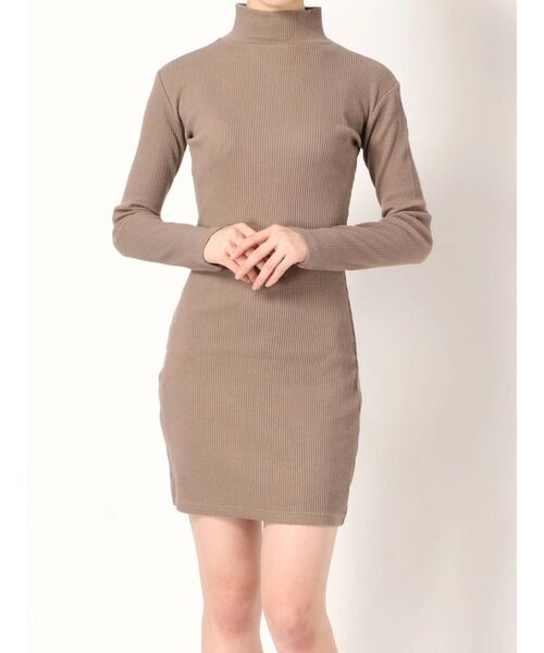 GYDA（ジェイダ）の「テレコタートルタイトワンピース（ワンピース・レディース・オレンジ/ブラック/ベージュ/グレー・FREE）」の16枚目の写真