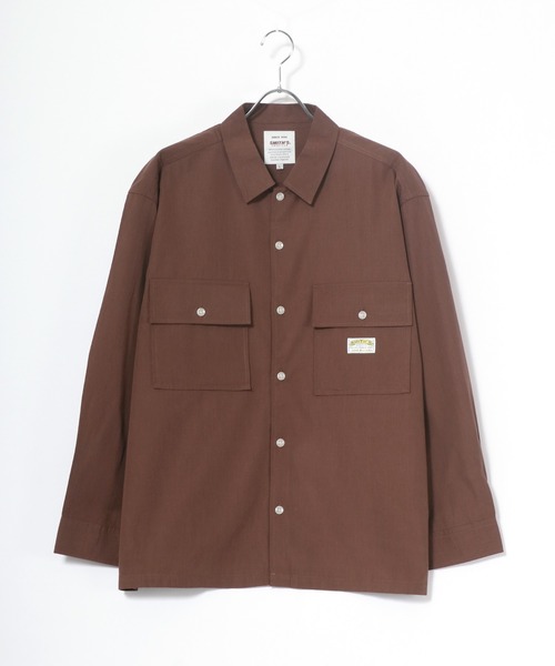 SMITH'S（スミス）の「SMITH'S AMERICAN/スミスアメリカン レーヨン 無地 ストライプ オーバーサイズ ワークシャツ（シャツ/ブラウス・メンズ・ブラウン/ブラック/ブルー系その他/ベージュ系その他・M/L/LL）」の6枚目の写真