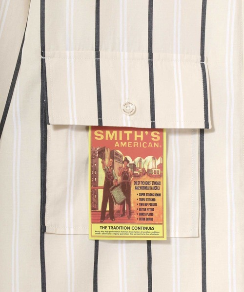 SMITH'S（スミス）の「SMITH'S AMERICAN/スミスアメリカン レーヨン 無地 ストライプ オーバーサイズ ワークシャツ（シャツ/ブラウス・メンズ・ブラウン/ブラック/ブルー系その他/ベージュ系その他・M/L/LL）」の12枚目の写真